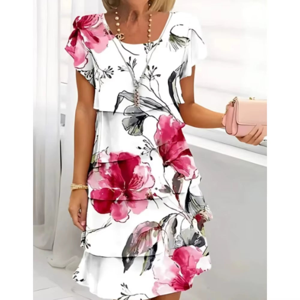 Grace in Bloom: Geometric Floral Summer Midi Dress