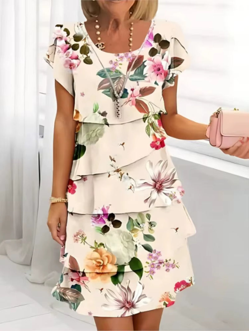 Grace in Bloom: Geometric Floral Summer Midi Dress